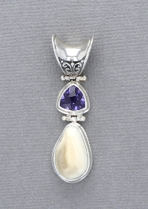 Sterling Silver Pendant with Elk Ivory & Amethyst